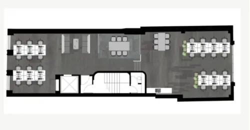 Floor plan of full time office workspace in 46a Great Marlborough St