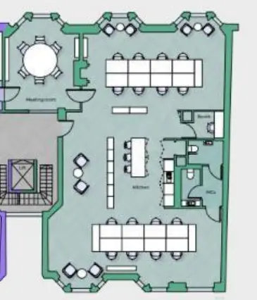 Floor plan of full time office workspace in 170 Piccadilly
