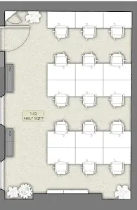Floor plan of full time office workspace in 42 Portland Place
