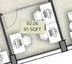 Floor plan of full time office workspace in Beton