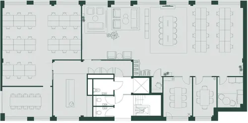 Floor plan of full time office workspace in Peoples Mission Hall 