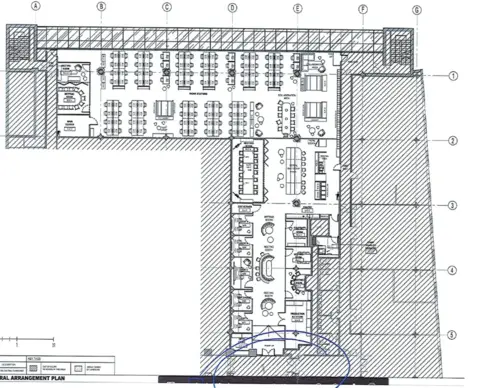 Floor plan of full time office workspace in Truman Brewery