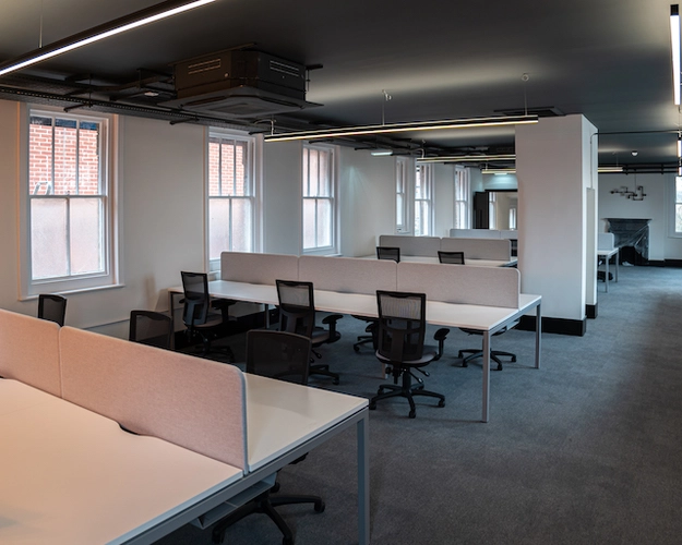 Coworking area and breakout space in The Hill Hub