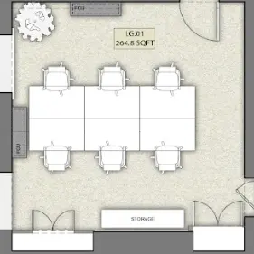 Floor plan of full time office workspace in 42 Portland Place
