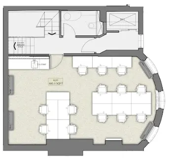 Floor plan of full time office workspace in 42 Portland Place