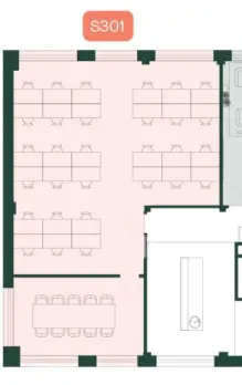 Floor plan of full time office workspace in Peoples Mission Hall 