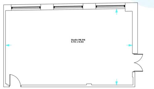 Floor plan of full time office workspace in Pill Box 