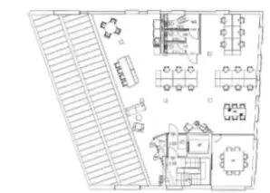 Floor plan of full time office workspace in 5 Sycamore Street