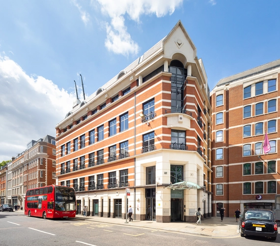 Exterior of the building and street view at Landmark Farringdon