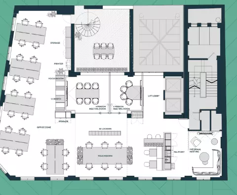 Floor plan of full time office workspace in 41 44 Great Queen Street