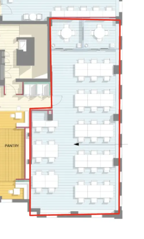 Floor plan of full time office workspace in Wework Marylebone