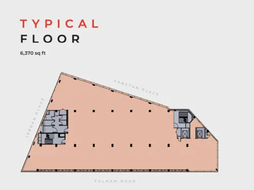 Floor plan of full time office workspace in The Fulham Centre
