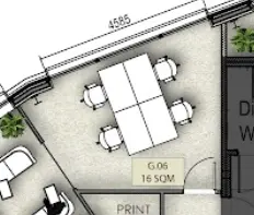 Floor plan of full time office workspace in The Gatehouse