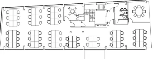 Floor plan of full time office workspace in Boutique Workplaces Curtain Road