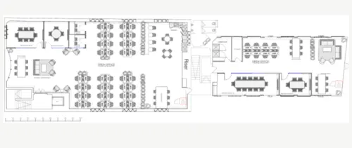 Floor plan of full time office workspace in 44 Pentonville Road