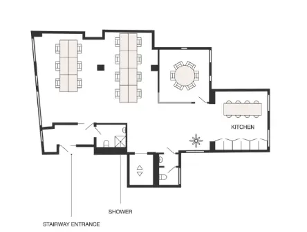 Floor plan of full time office workspace in 30 Berwick Street