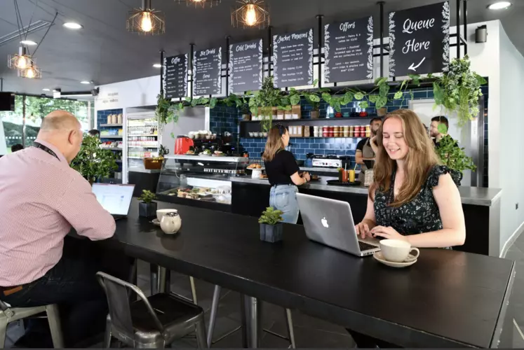 Coworking area and breakout space in Alpha Works