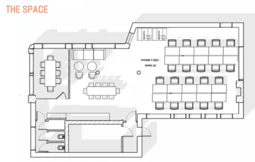 Floor plan of full time office workspace in 15 Westland Place