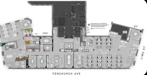 Floor plan of full time office workspace in Workplace+ 40 Lime Street