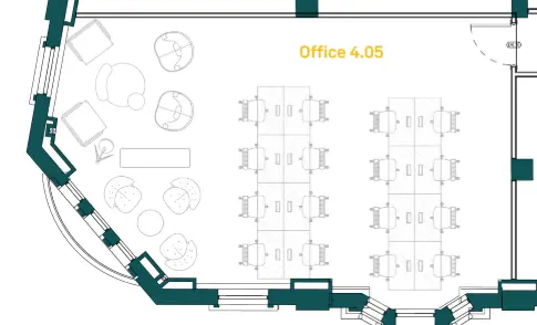 Floor plan of full time office workspace in 88 Kingsway