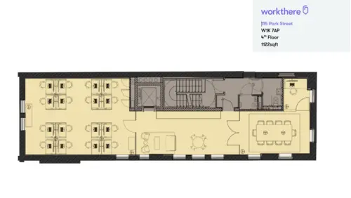 Floor plan of full time office workspace in Workthere 115 Park Street