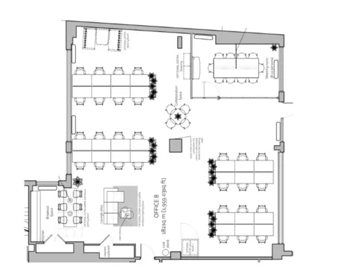 Floor plan of full time office workspace in Red Lion Studios