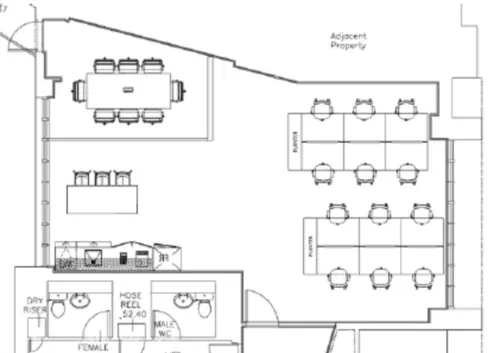 Floor plan of full time office workspace in Sub800 10 Lloyds Avenue
