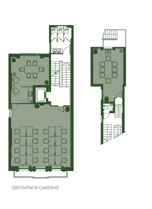 Floor plan of full time office workspace in 20 Grosvenor Gardens