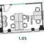 Floor plan of full time office workspace in Industrious 24 Chiswell Street