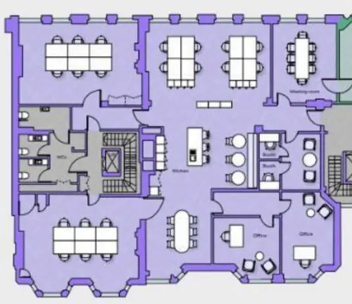 Floor plan of full time office workspace in 170 Piccadilly