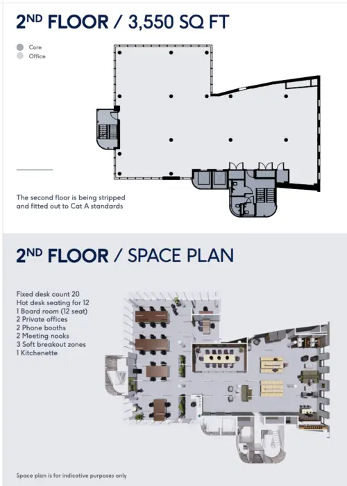Floor plan of full time office workspace in Space One