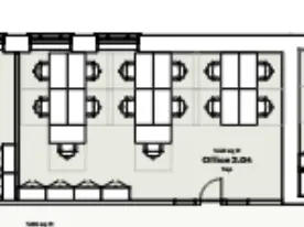Floor plan of full time office workspace in FORA Belle House