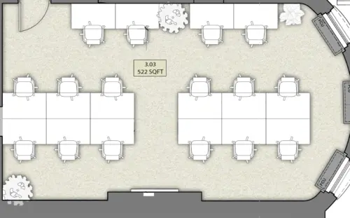 Floor plan of full time office workspace in 42 Portland Place
