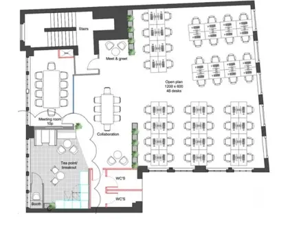 Floor plan of full time office workspace in Ironmonger Row