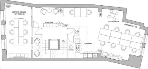 Floor plan of full time office workspace in Workplace + 48 Gresham Street