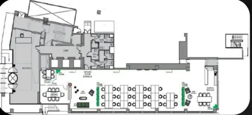 Floor plan of full time office workspace in Workplace+ 100 Lower Thames Street