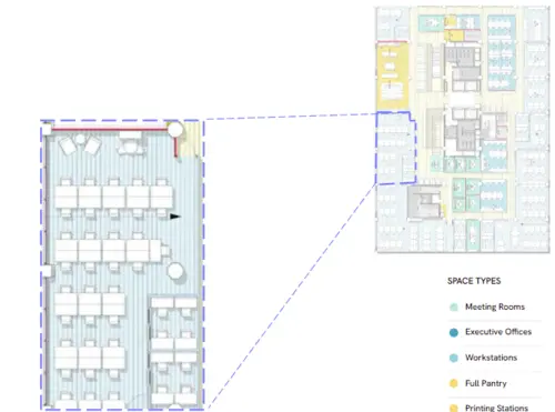 Floor plan of full time office workspace in 184 Shepherds Bush Rd