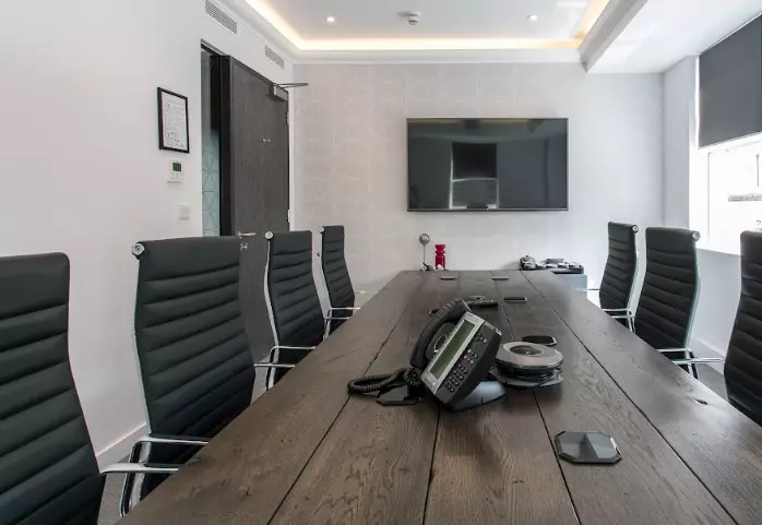 An office with meeting rooms.