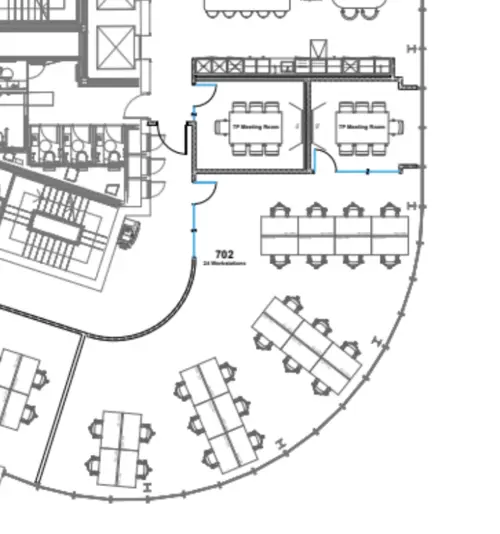 Floor plan of full time office workspace in 1 Great St Helen's