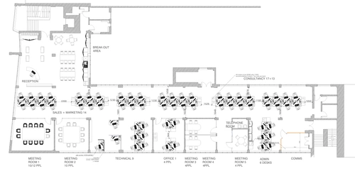 Floor plan of full time office workspace in Workplace+ 168-172 Old Street