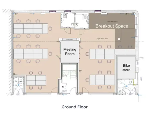 Floor plan of full time office workspace in 16 Cole Street