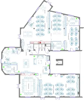 Floor plan of full time office workspace in Unity Borough