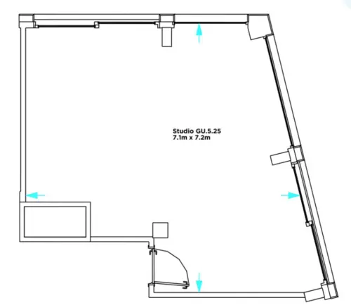 Floor plan of full time office workspace in Grand Union Studios