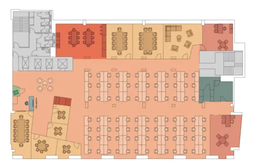 Floor plan of full time office workspace in 26 Finsbury Square