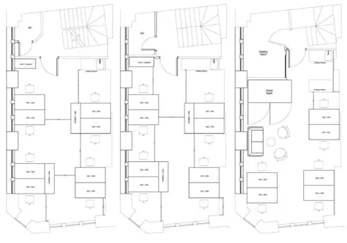 Floor plan of full time office workspace in 46 Dean Street