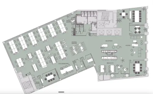 Floor plan of full time office workspace in Workplace+ 7 Bishopsgate