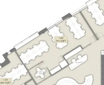 Floor plan of full time office workspace in Space Made 10 St Bride Street