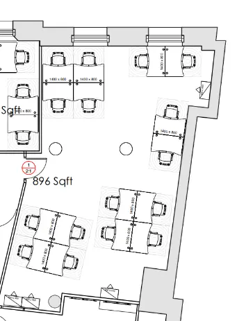 Floor plan of full time office workspace in Argyll 1 Cornhill 