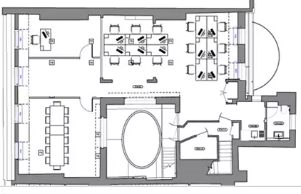 Floor plan of full time office workspace in 58 Grosvenor Street