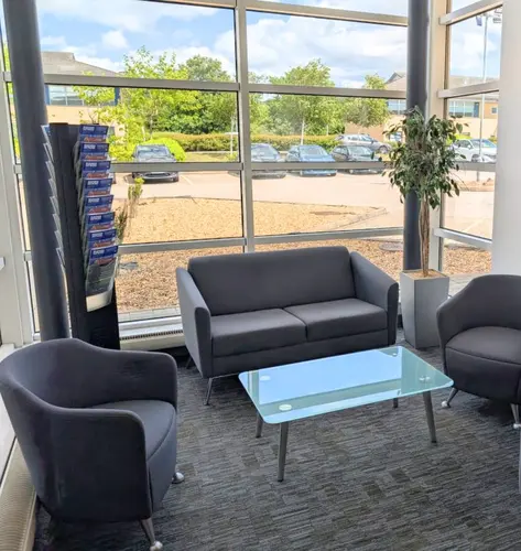 An office with beautiful meeting rooms